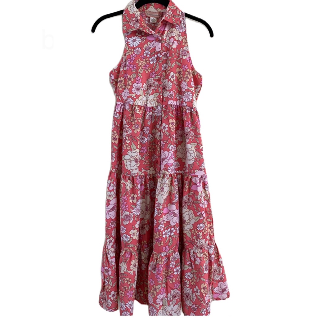 B.O.G. Collective Floral Sleeveless Prairie Style Dress Salmon Pink Size Xs